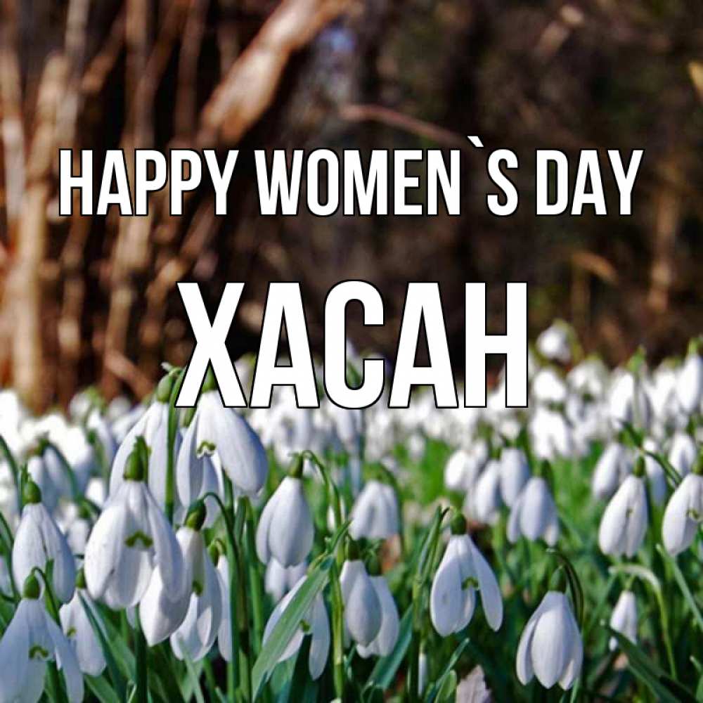 Greetings card с именем, ХАСАН happy women`s day с подснежниками 1 Greetings with text for free download 